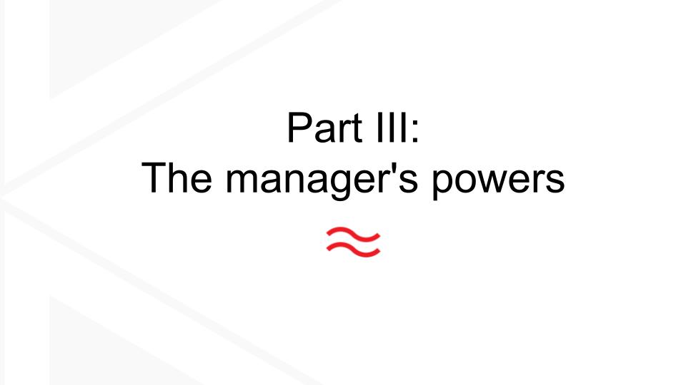 III. The powers of the Manager