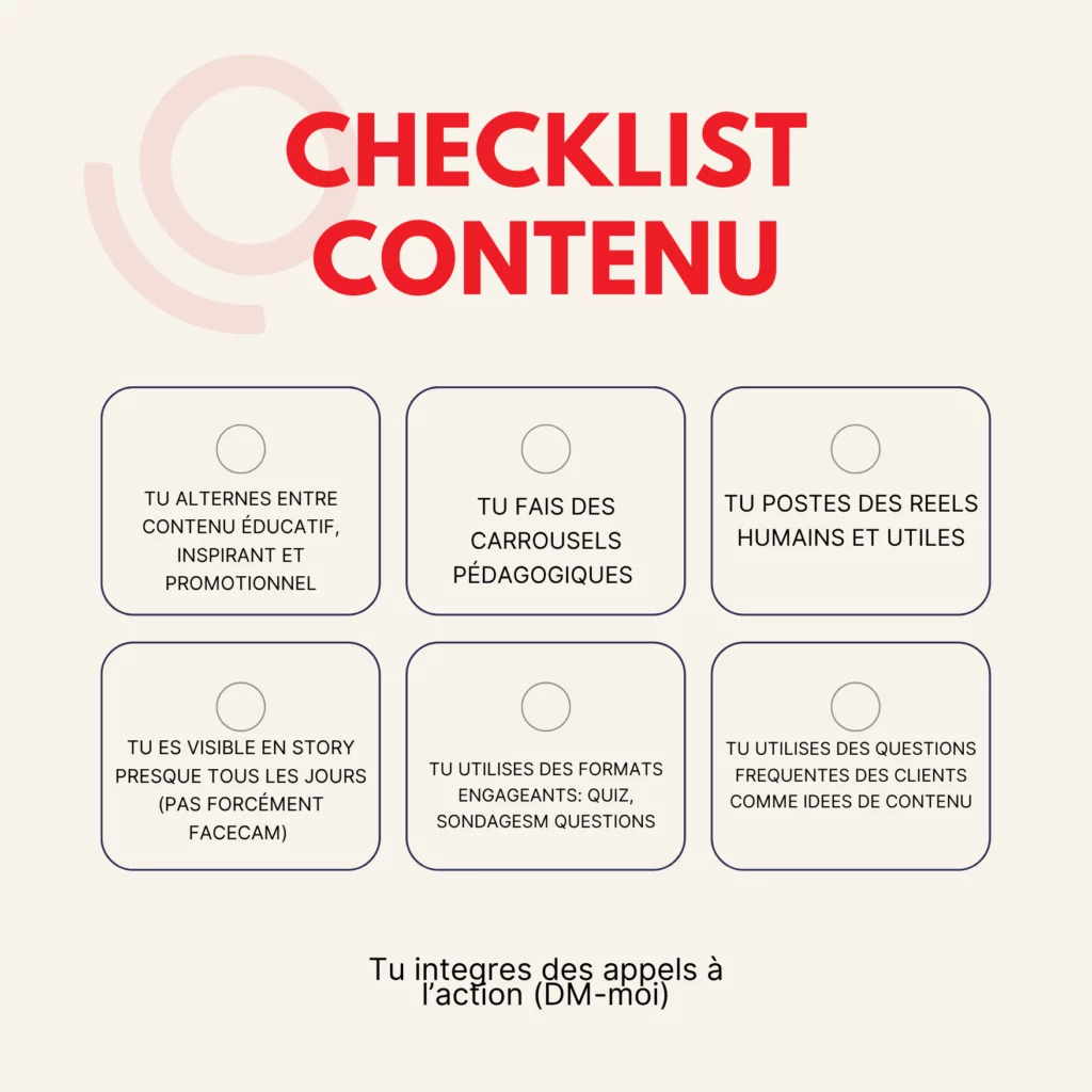 checklist publier contenu instagram