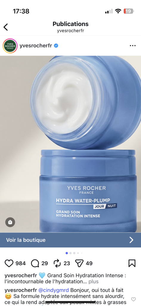 yves rocher instagram shopping